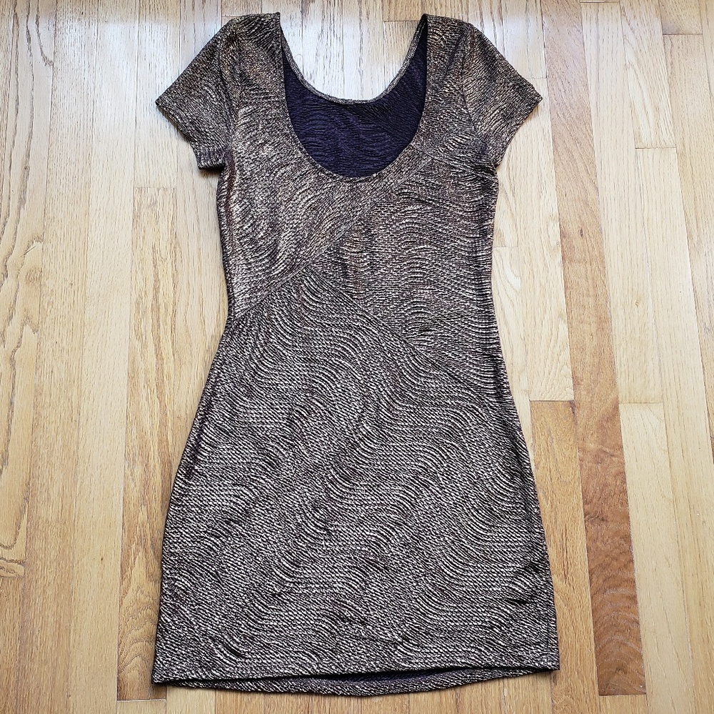 Free People Gold Bodycon Dress - Picture 1 of 6